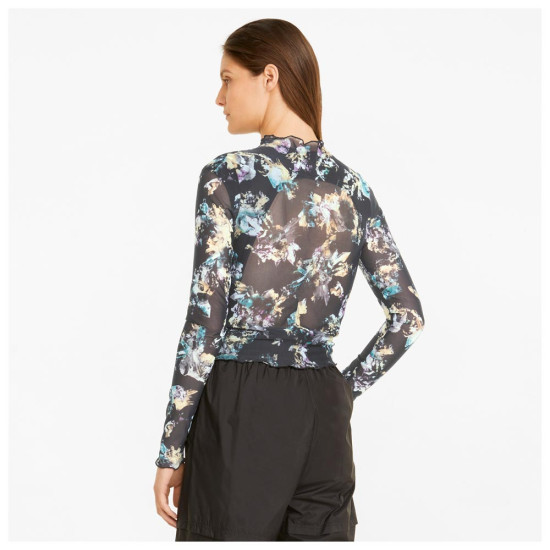 Puma Γυναικεία μακρυμάνικη μπλούζα Crystal G. AOP Longsleeve Fitted Tee Puma Γυναικεία μακρυμάνικη μπλούζα Crystal G. AOP Longsleeve Fitted Tee